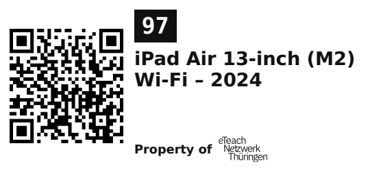 Label sticker 45.7 × 21.2 mm for UID 97